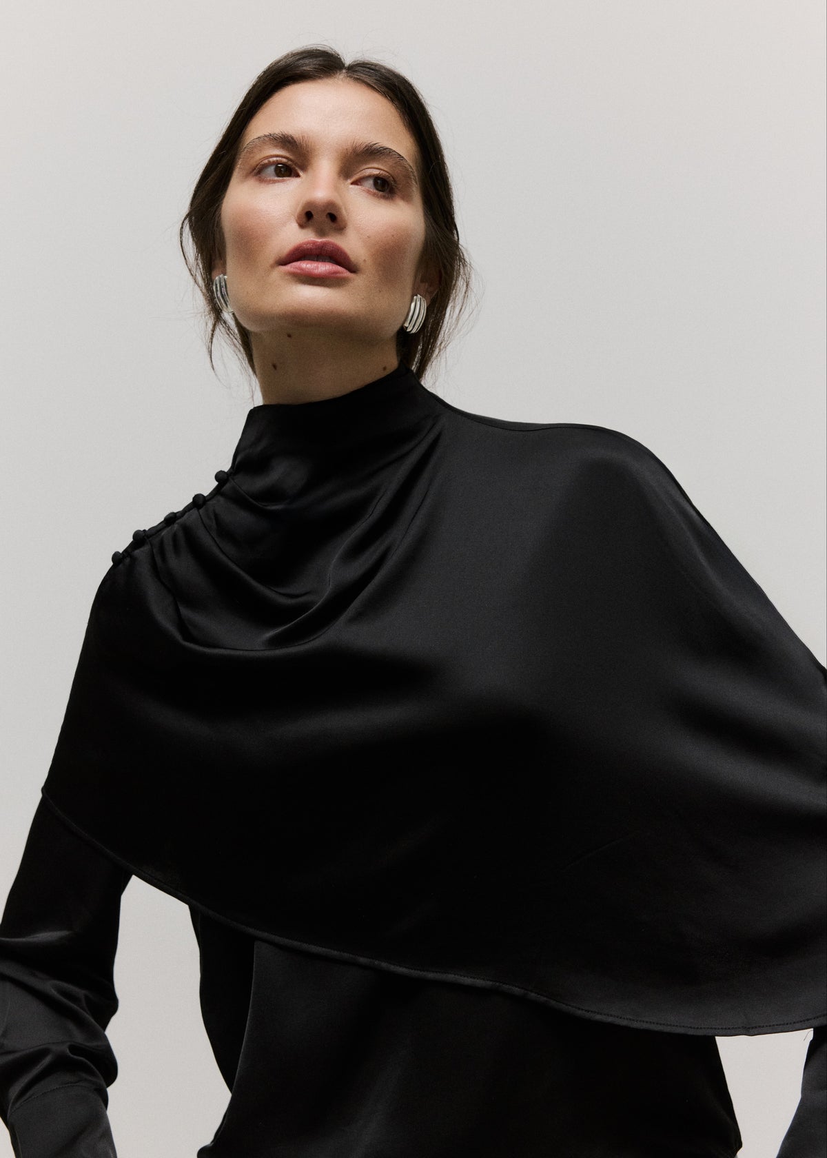 THE ISIS CAPE BLOUSE in Black