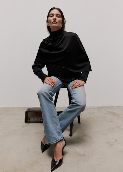 THE ISIS CAPE BLOUSE in Black