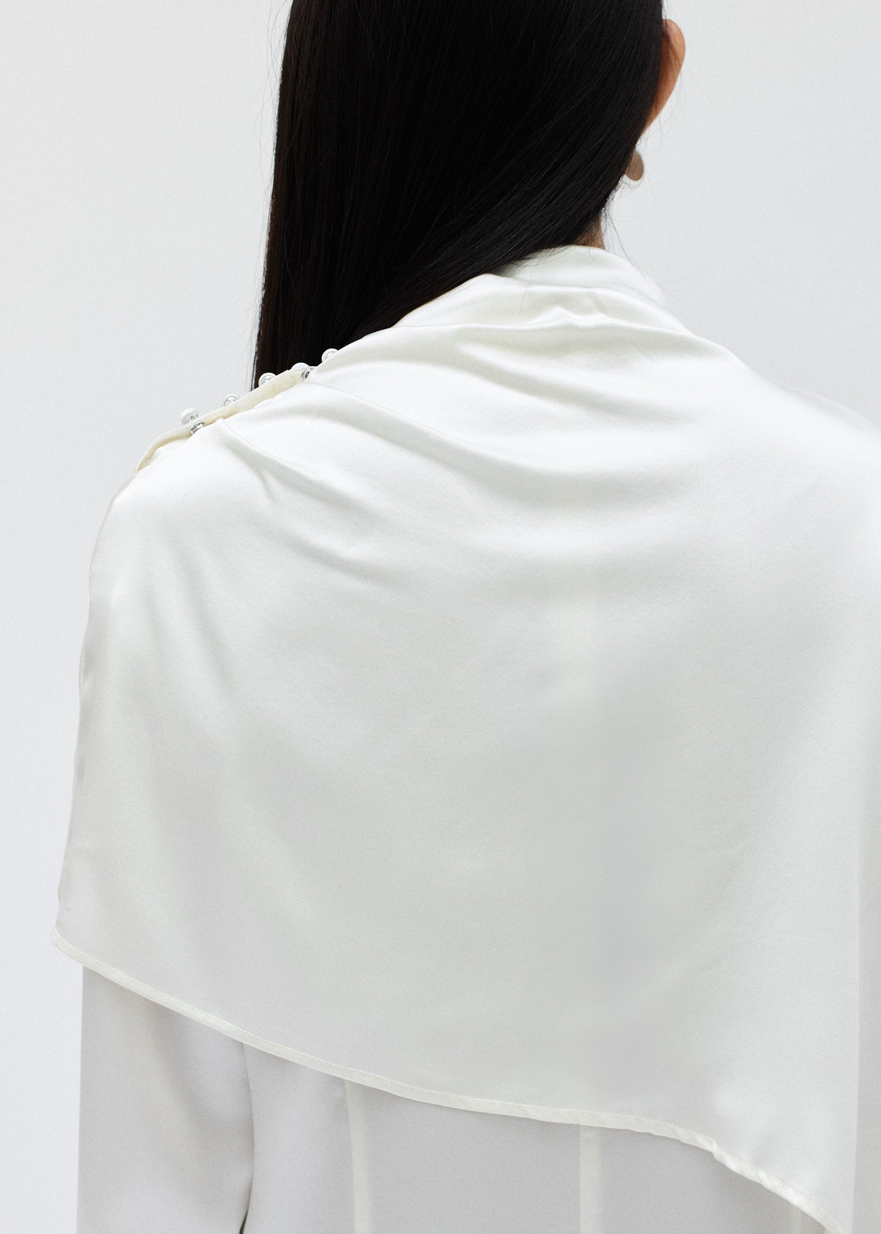 THE ISIS CAPE BLOUSE - Soft & Fluid Cape Blouse in Cream White