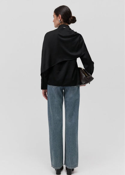 THE ISIS CAPE BLOUSE in Black