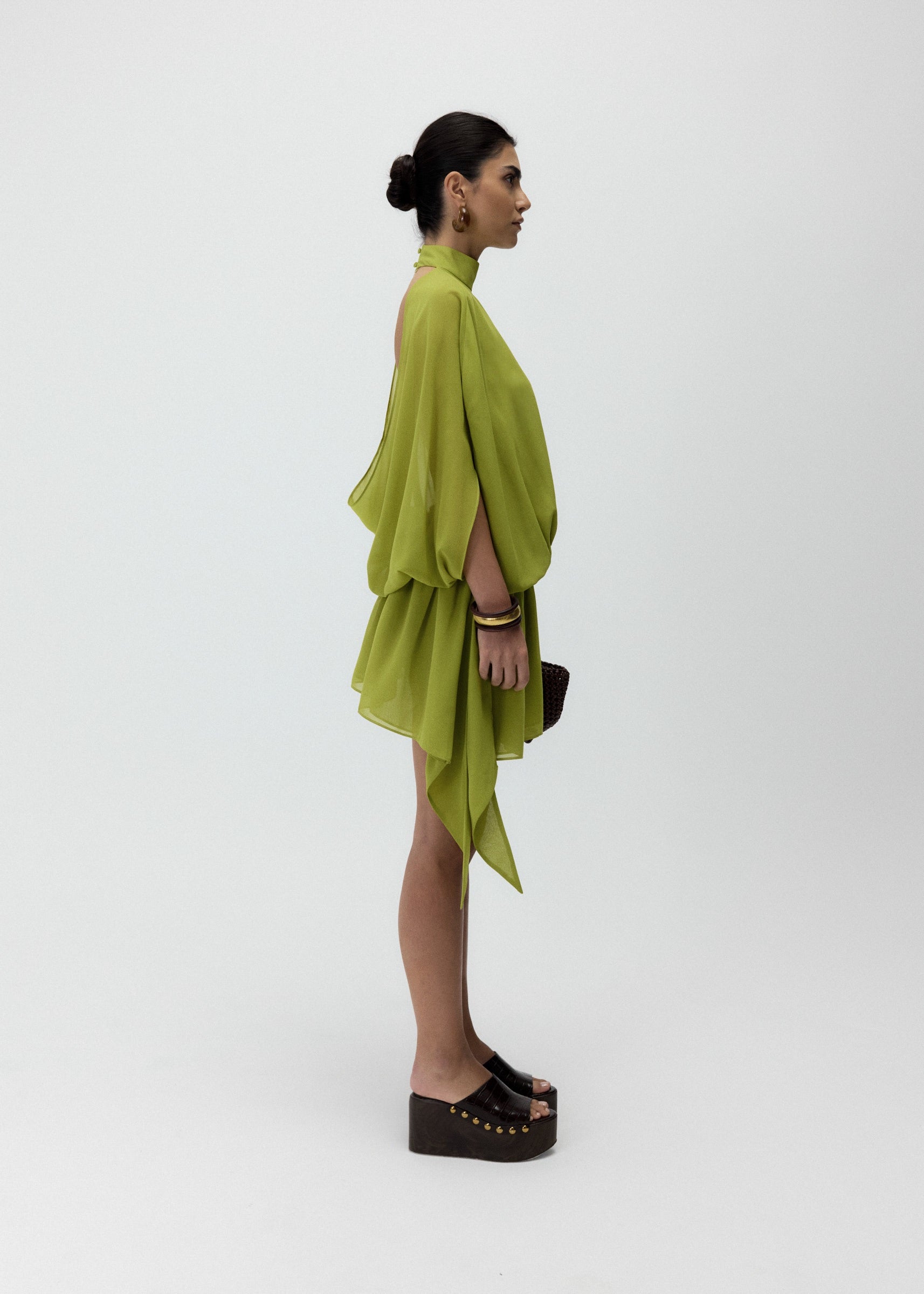 THE JADE DRESS - Green Asymmetric Mini Dress LABLON THE JADE DRESS - Green Asymmetric Mini Dress LABLON