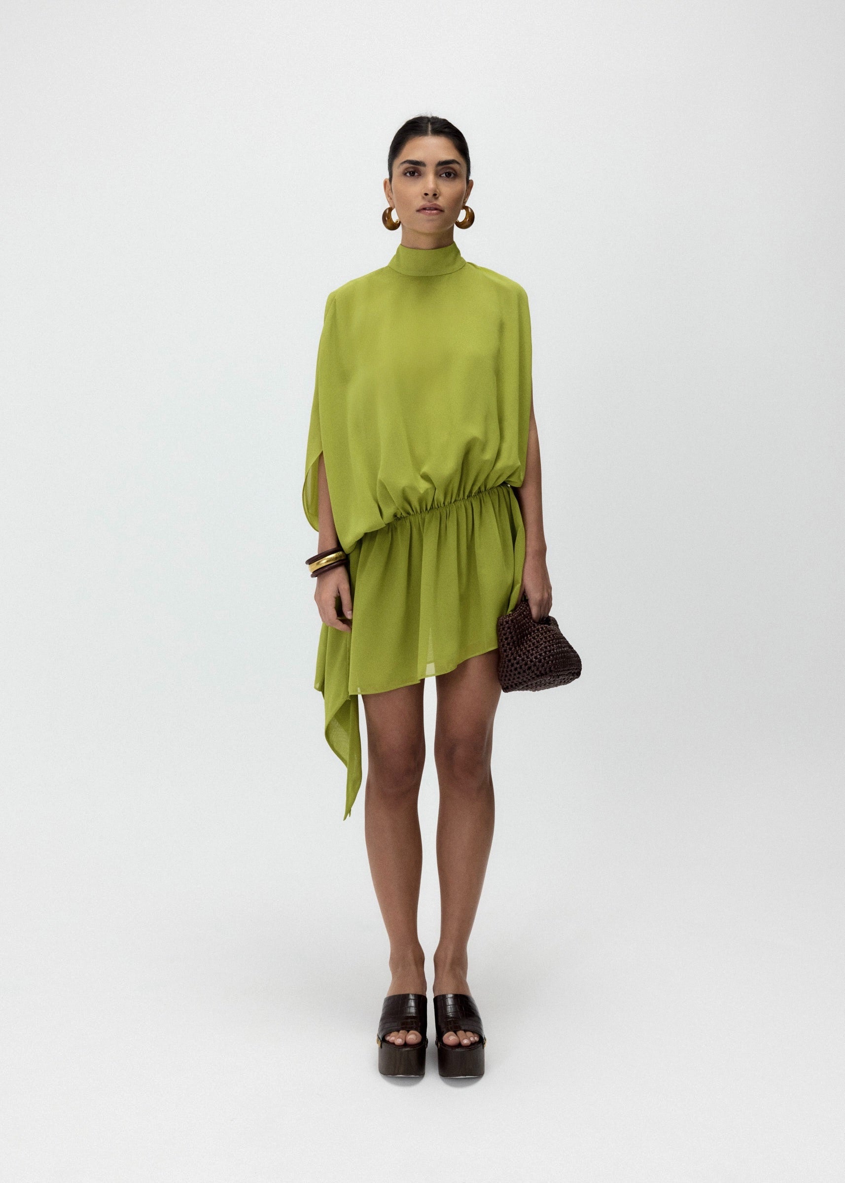 THE JADE DRESS - Green Asymmetric Mini Dress LABLON THE JADE DRESS - Green Asymmetric Mini Dress LABLON