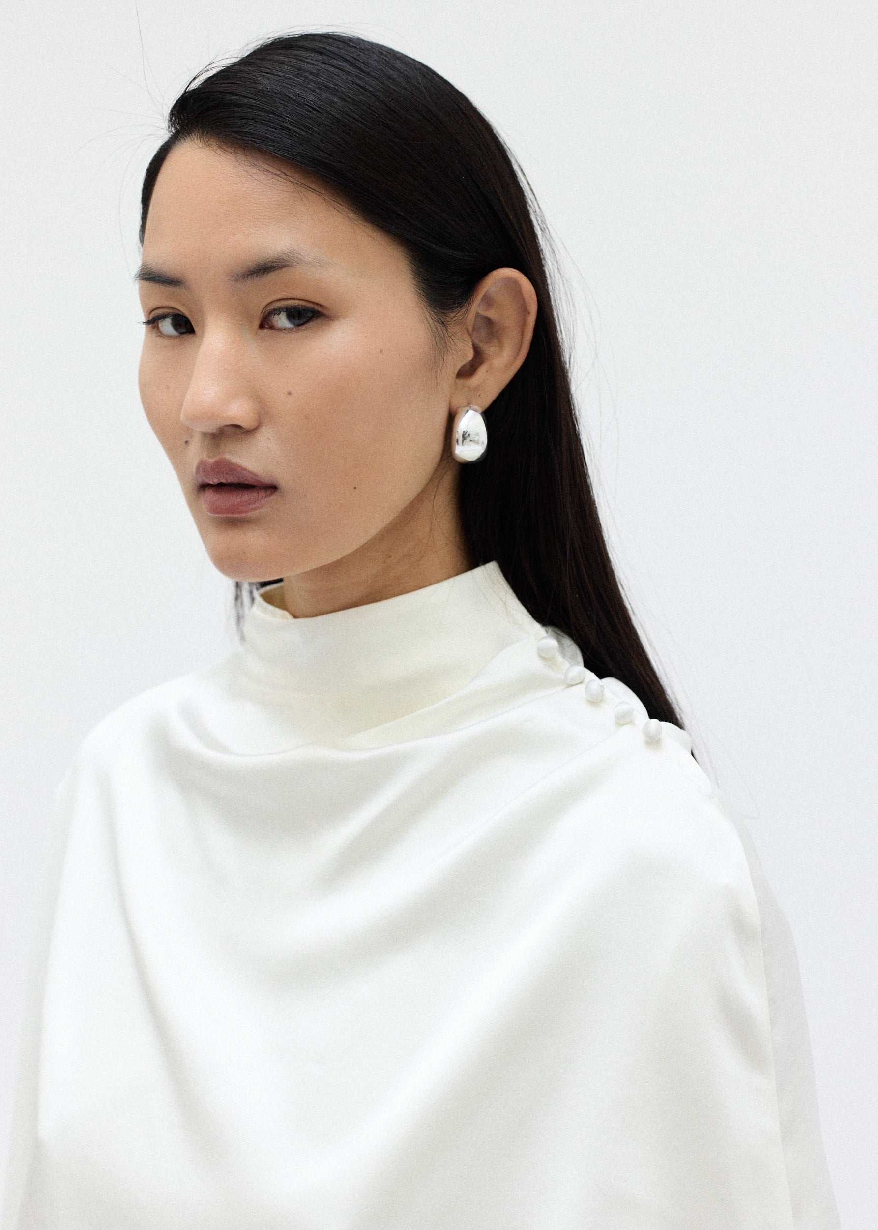 THE ISIS CAPE BLOUSE - Soft & Fluid Cape Blouse in Cream White THE ISIS CAPE BLOUSE - Soft & Fluid Cape Blouse in Cream White