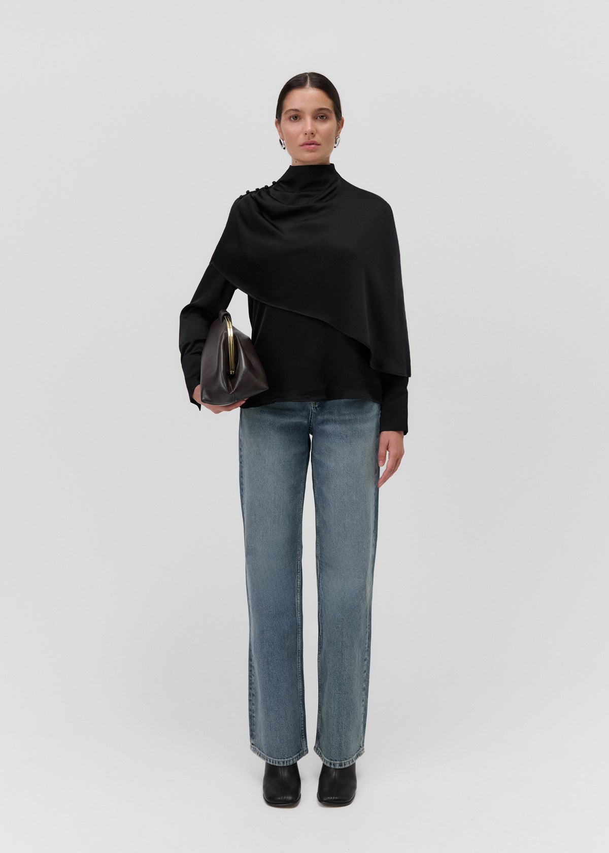 THE ISIS CAPE BLOUSE in Black