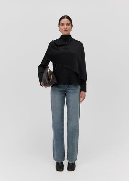 THE ISIS CAPE BLOUSE in Black