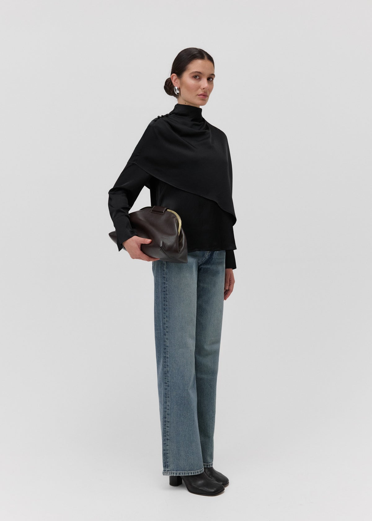 THE ISIS CAPE BLOUSE in Black