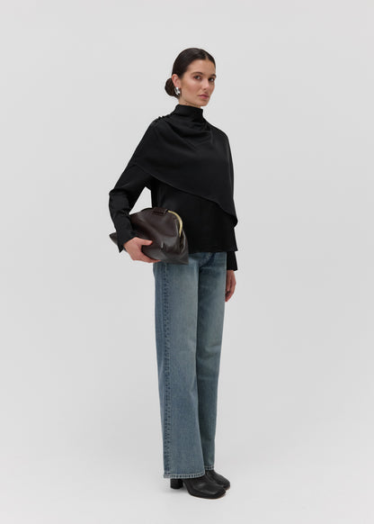 THE ISIS CAPE BLOUSE in Black